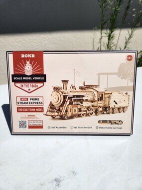 New Rokr 3D Wooden Puzzle Mechanical Train Model Kit Toy Building Set Gift Steam